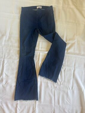 Free People Indigo Flare Jeans with Raw Hem